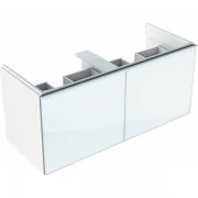 Тумба для двойной раковины Geberit Acanto с двумя выдвижными ящиками и сифоном ДСП белый/ глянцевое стекло 500.613.01.2