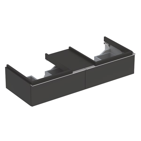 Тумба для двух раковин Geberit iCon с двумя выдвижными ящиками и полкой ДСП лава/матовое покрытие 841321000