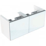 Тумба для подвійної раковини Geberit Acanto з двома висувними ящиками і сифоном ДСП білий/глянцеве скло 500.613.01.2