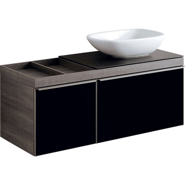 Тумба для раковини Geberit Citterio з двома висувними ящиками і полицею ДСП чорний/сіро-коричневий дуб 500.565.JJ.1