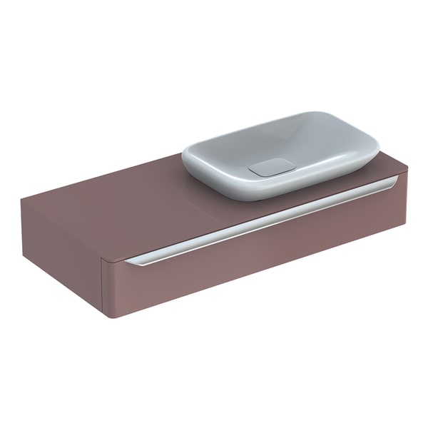 Тумба для раковини Geberit myDay з одним висувним ящиком ДСП/МДФ сіро-коричневий/високоглянцеве покриття 824161000