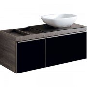Тумба для раковини Geberit Citterio з двома висувними ящиками і полицею ДСП чорний/сіро-коричневий дуб 500.565.JJ.1