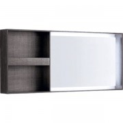 Зеркало Geberit Citterio 133.4х58.4 см с подсветкой и боковой полкой серо-коричневый дуб/меламин древесная структура 500.571.JJ.1