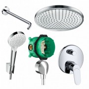 Душова система прихованого монтажу Hansgrohe Focus/Ecosmart з верхнім і ручним душем хром 72494000