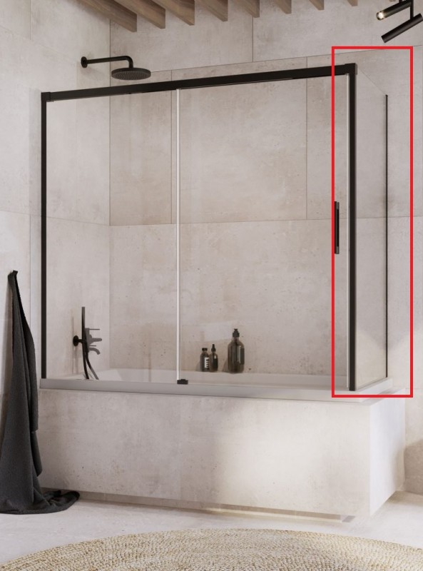 Боковая стенка для шторки для ванной Radaway Idea Black PN S 70 см правая черный/прозрачное стекло 10005070-54-01R
