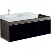 Тумба для раковины Geberit Citterio с двумя выдвижными ящиками и полкой справа ДСП черное глянцевое стекло/серо-коричневый 500.567.JJ.1