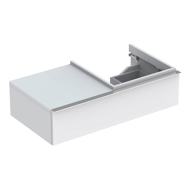 Тумба для раковини Geberit iCon з одним висувним ящиком і полицею зліва ДСП білий/матове покриття 841590000