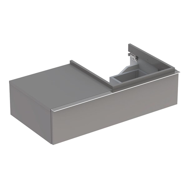 Тумба для раковины Geberit iCon с одним выдвижным ящиком и полкой слева ДСП платиновый/высокоглянцевое покрытие 840592000