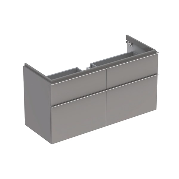 Тумба для раковины Geberit iCon шириной от 120 см с четырьмя выдвижными ящиками ДСП платиновый/высокоглянцевое покрытие 840422000