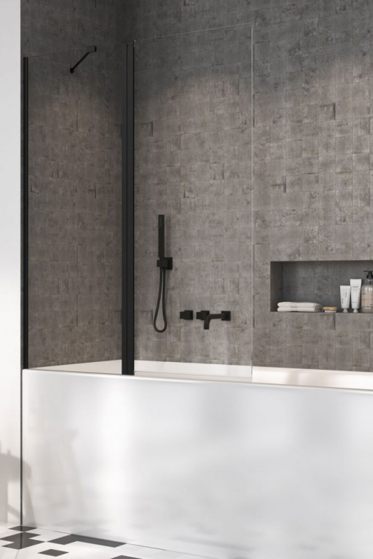 Шторка для ванної Radaway Nes Black PND II 110 ліва чорний/прозоре скло 10009110-54-01L