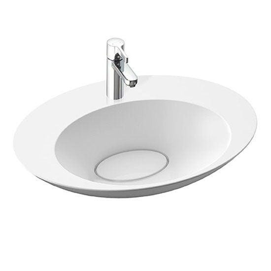 Раковина для ванної Marmorin Amos II 60 см овальна накладна литий камінь білий 729 595 020 xx x