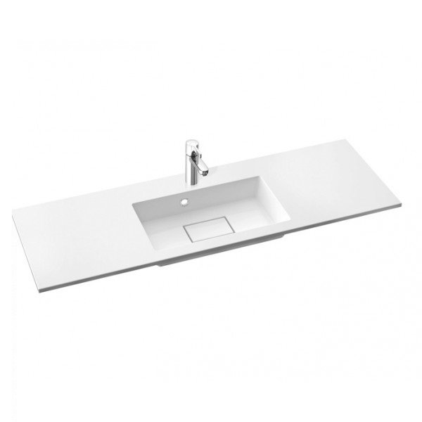 Раковина для ванної Marmorin Lira 1200 врізна з крилом литий камінь білий 640 120 020 xx x
