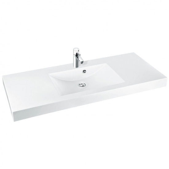 Раковина для ванной Marmorin Moira Bis 1200 накладная с крылом литой камень белый 280 120 020 xx x