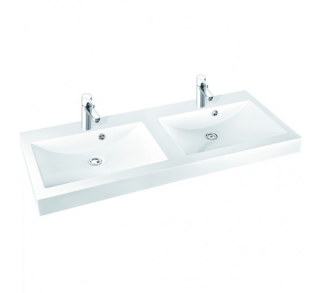 Раковина для ванної Marmorin Moira Bis 120 Duet накладна без крила литий камінь білий 280 120 220 xx x