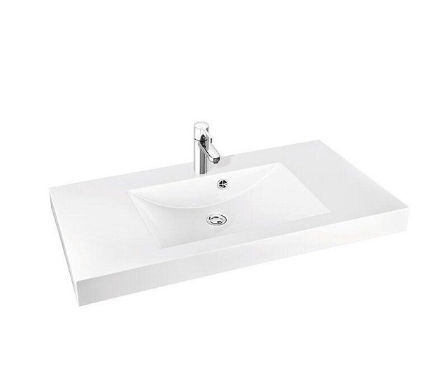 Раковина для ванної Marmorin Moira Bis 1000 накладна з крилом литий камінь білий P_U_059_07_1000