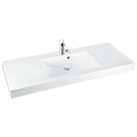 Раковина для ванної Marmorin Moira Bis 1200 накладна з крилом литий камінь білий 280 120 020 xx x