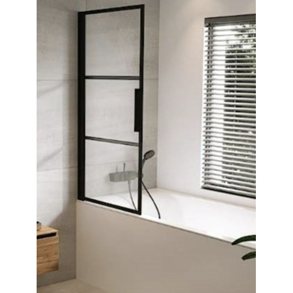 Шторка для ванной Riho Grid GB501 80х150 левая черный/прозрачное стекло GBB5080001