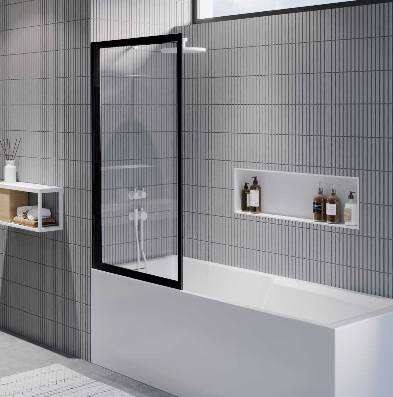 Шторка для ванной Riho Lucid GD501 80х150 черный/прозрачное стекло GDB508B000