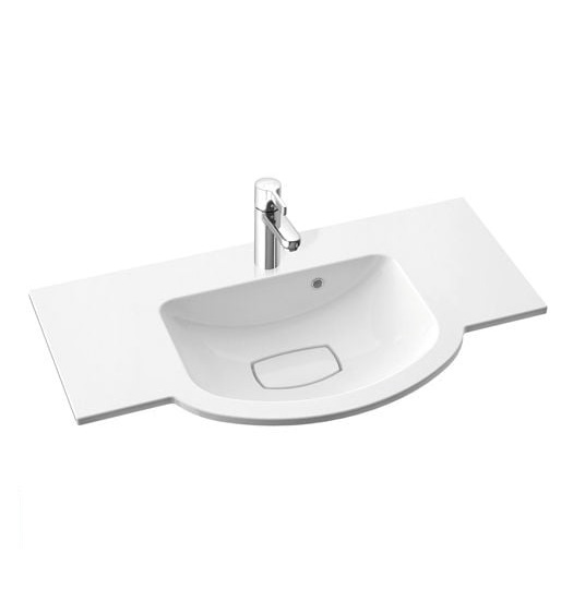 Раковина для ванної Marmorin Emma 800 врізна з крилом литий камінь білий 639 080 020 xx x