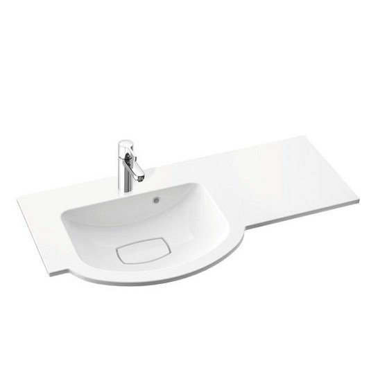 Раковина для ванної Marmorin Emma 900 L врізна з крилом справа литий камінь білий 639 090 720 xx x