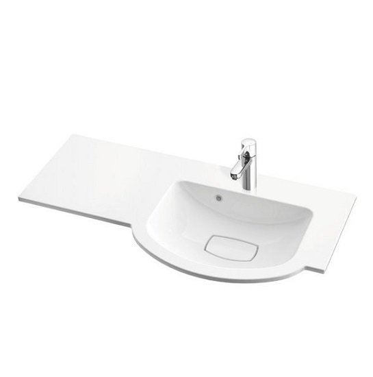 Раковина для ванної Marmorin Emma 900 R врізна з крилом зліва литий камінь білий 639 090 920 xx x