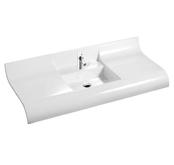 Раковина для ванной Marmorin Onda накладная с крылом литой камень белый 330 120 020 xx x