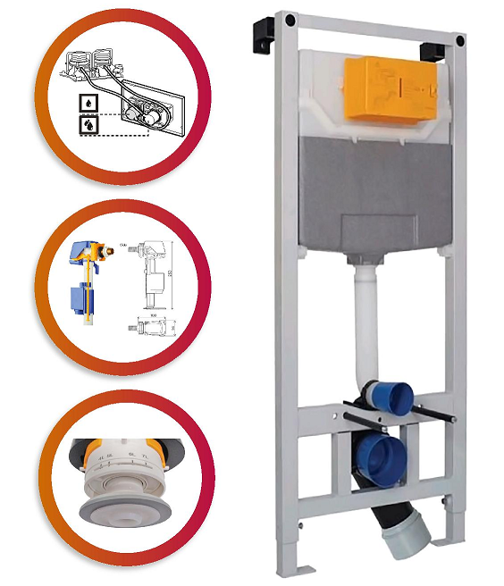 Система инсталляции для подвесного унитаза Volle Master Neo без кнопки смыва хром 201010
