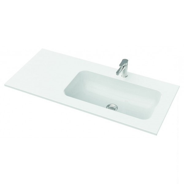 Раковина для ванної Marmorin Mono тисячу R врізна з крилом зліва литий камінь білий P_U_595_07_1000