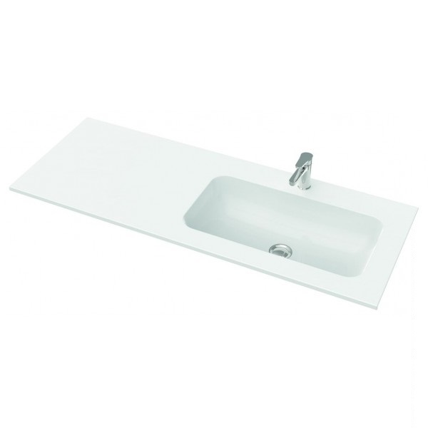 Раковина для ванной Marmorin Mono 1200 R врезная с крылом слева литой камень белый P_U_595_09_1200