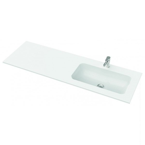 Раковина для ванної Marmorin Mono 1400 R врізна з крилом зліва литий камінь білий P_U_595_11_1400