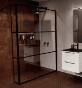 Стенка душевая Riho Grid GB402 140 см черный/прозрачное стекло GB4140030
