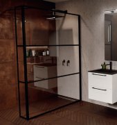 Стенка душевая Riho Grid GB402 140 см черный/прозрачное стекло GB4140030