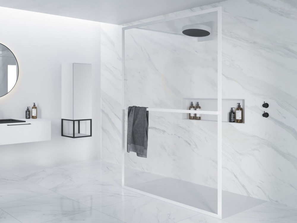 Стенка душевая Riho Lucid GD401 140 см белый/прозрачное стекло GD314W000