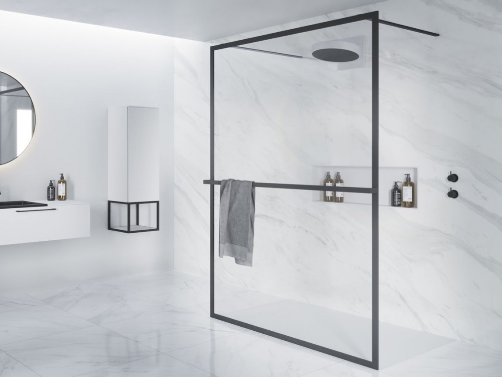 Стенка душевая Riho Lucid GD401 90 см черный/прозрачное стекло GD309B000