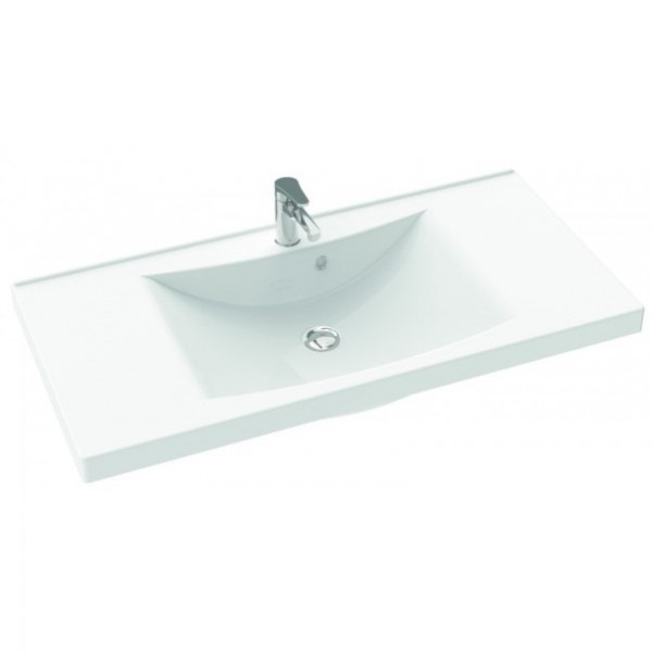 Раковина для ванної Marmorin Moris 1000 врізна з крилом литий камінь білий P_U_550_03_1000