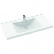 Раковина для ванної Marmorin Moris 1000 врізна з крилом литий камінь білий P_U_550_03_1000