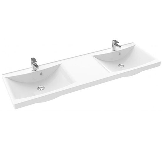 Раковина для ванной Marmorin Moris 1500 D врезная с крылом  литой камень белый P_U_550_06_1500