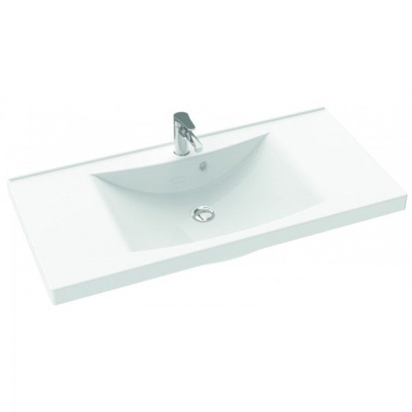 Раковина для ванной Marmorin Moris 1000 врезная с крылом литой камень белый P_U_550_03_1000