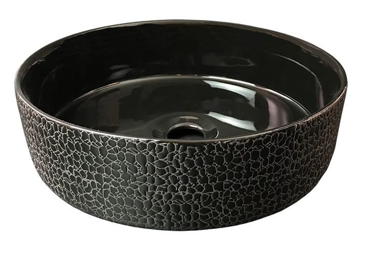 Раковина для ванної Volle накладна кругла 36 см чорна шкіра 13-40-111B