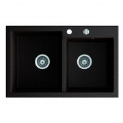 Мийка для кухні Marmorin Debra 2k без крила врізна штучний камінь чорний 436 203 002