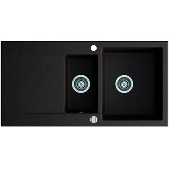 Мийка для кухні Marmorin Debra 1,5k 1o з крилом врізна штучний камінь чорний 436 513 002