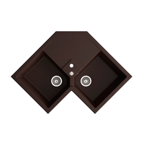 Мойка для кухни Marmorin Debra 2k 0,5o угловая врезная искусственный камень коричневый 436 213 004