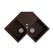 Мийка для кухні Marmorin Debra 2k 0,5o кутова врізна штучний камінь коричневий 436 213 004