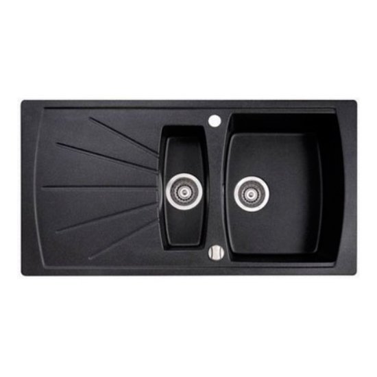 Мийка для кухні Marmorin Fenco 1,5k 1o з крилом врізна штучний камінь черный 320 513 002