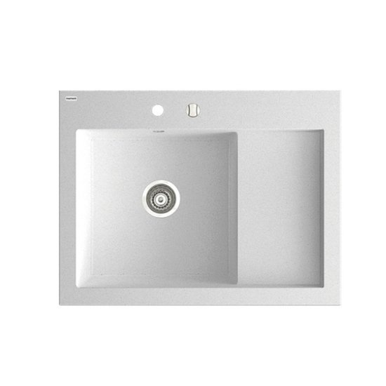 Мойка для кухни Marmorin Nero 1k 0,5o с крылом искусственный камень белый 714 113 006