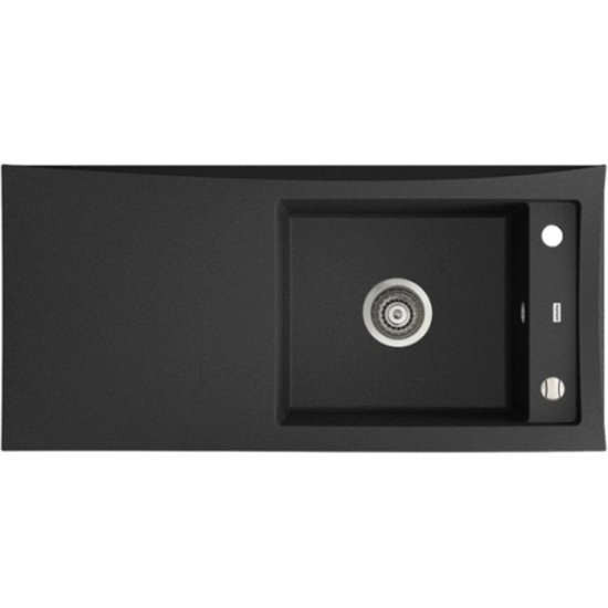 Мийка для кухні Marmorin Tessa 1k 1o з крилом врізна штучний камінь чорний 715 113 002