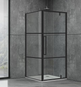 Душевая кабина квадратная Dusel Deluxe Series DL198BP+DL196BP 100 Black Matt Paint 1000x1000x1900 мм профиль черный матовый/стекло прозрачное с черным принтом