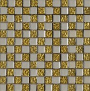 Мозаика Grand Kerama шахматка 30х30 см платина/золото рельеф 945 052311
