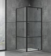 Душевая кабина квадратная Dusel Deluxe Series DL198BP+DL196BP Black Matt Paint 900x900x1900 мм профиль черный матовый/стекло прозрачное с черным принтом