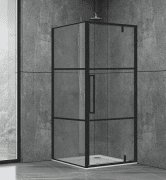 Душевая кабина квадратная Dusel Deluxe Series DL198BP+DL196BP 100 Black Matt Paint 1000x1000x1900 мм профиль черный матовый/стекло прозрачное с черным принтом